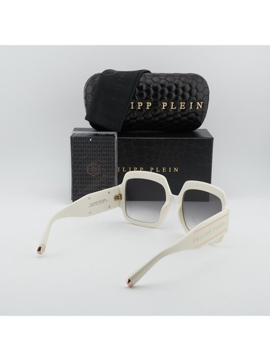 Philipp Plein SPP038M 03GF Sunglasses White Square Frame, Grey Lenses